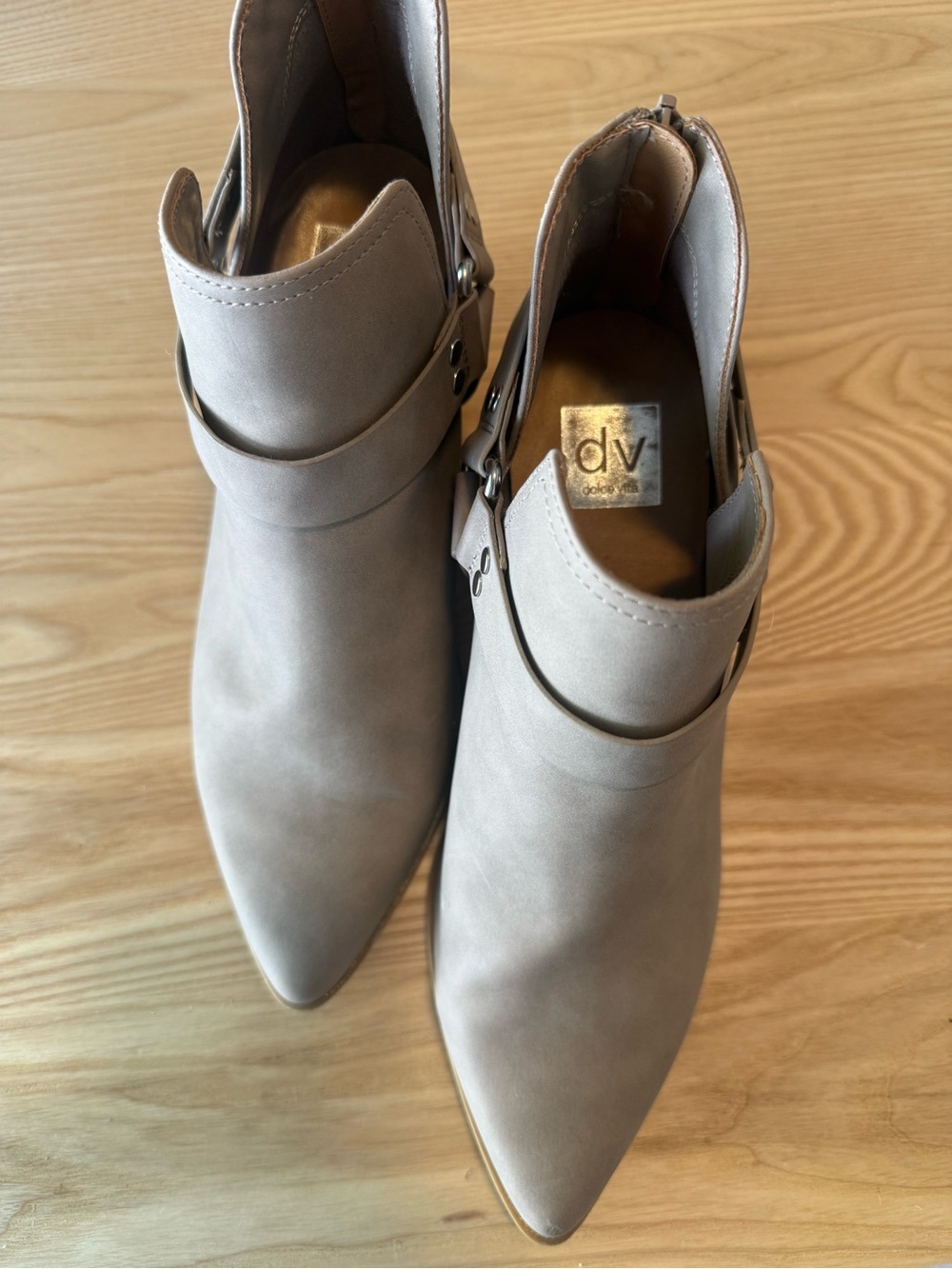 DV by Dolce Vita Light Taupe Pointed Ankle Booties with Buckle